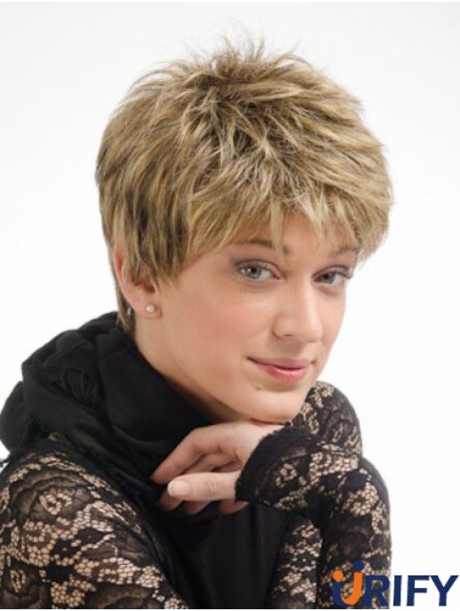 Moderne 6 Zoll gerade blonde Boycuts kurze Perücken