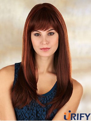 Komfortable Auburn Straight mit Pony Long Perücken