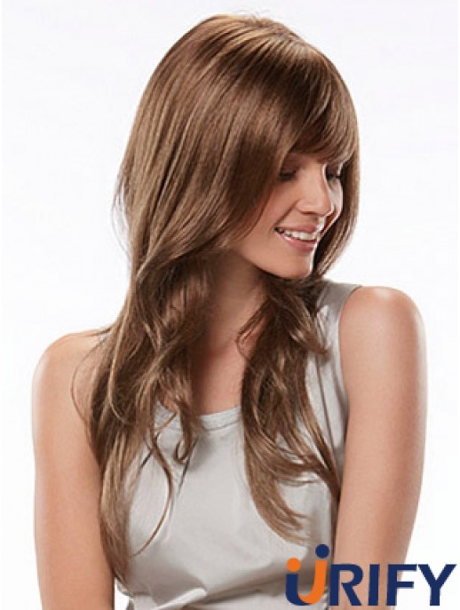 Long With Bangs Wellige Auburn Fashion Synthetic Perücken