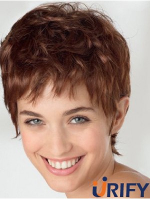 Exquisite 6 Zoll gewellte Auburn Boycuts kurze Perücken
