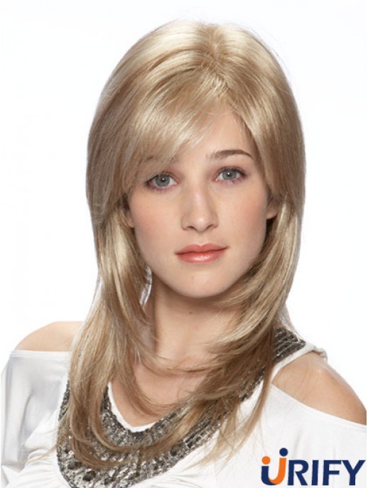 Gerade geschichtete lange blonde blonde stilvolle Spitze Front Perücken