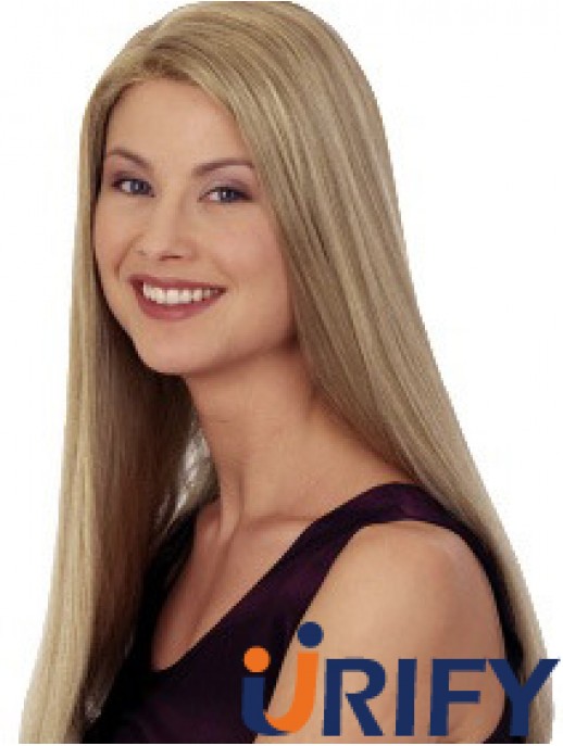 Gerade ohne Pony 20 Zoll Blonde Discount Synthetic Perücken