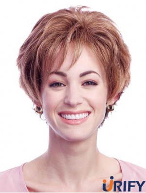 Stilvolle Auburn Short Layered Wavy Glueless Lace Front Perücken