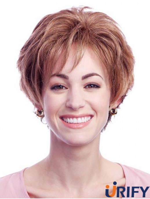 Stilvolle Auburn Short Layered Wavy Glueless Lace Front Perücken