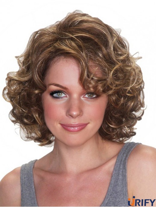 Günstige Perücken UK Synthetic Curly Style Kinn Länge Layered Cut