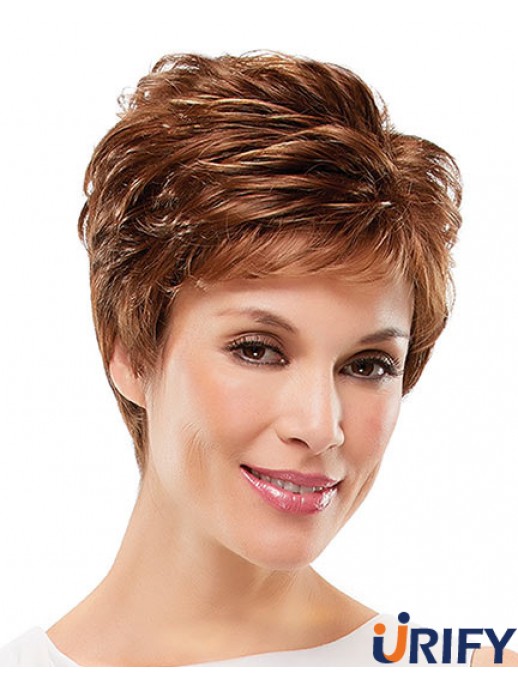 Curly Layered Short Geeignete Auburn Synthetic Perücken