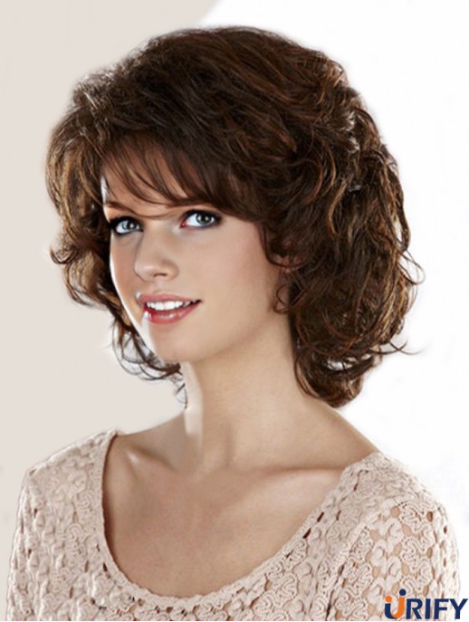 Curly Brown Schlanke Kinnlänge Classic Perücken