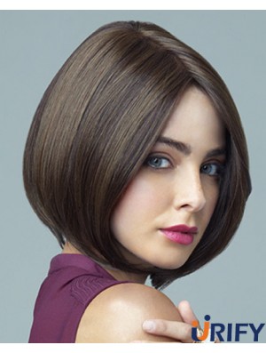 Gerade Kinnlänge Braun 10 Zoll Lace Front Discount Bob Perücken
