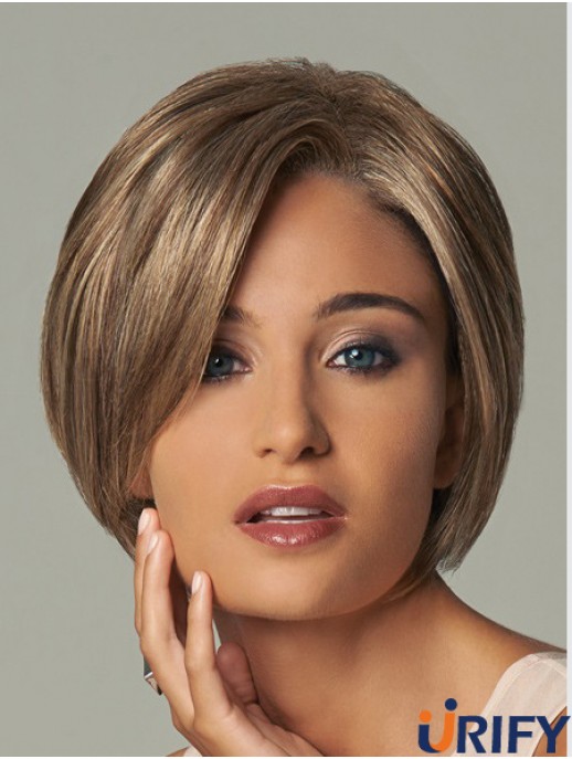 Wellige geschichtete 8 Zoll blonde blonde bequeme synthetische Perücken
