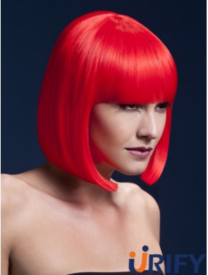 Erschwingliche 12 Zoll Straight Red Bobs Short Perücken