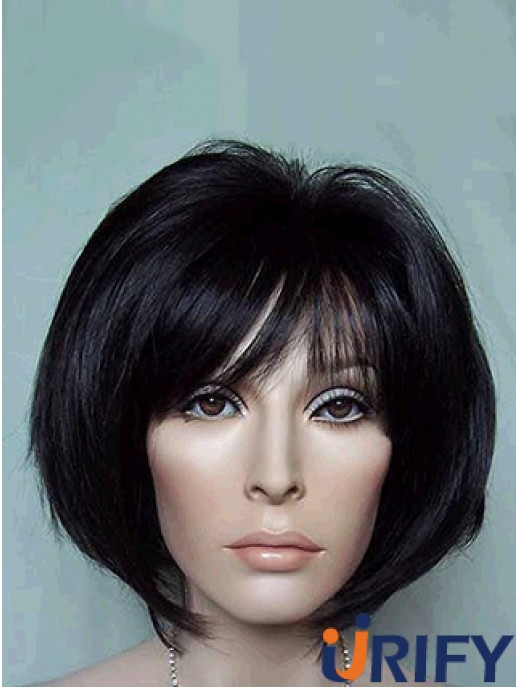 Kinnlange Bobs Straight Black Geeignete synthetische Perücken