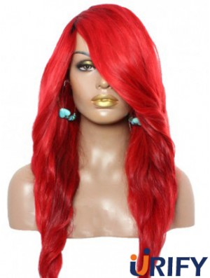 Wellig mit Pony Lace Front Erstaunliche 22 Zoll rote lange Perücken