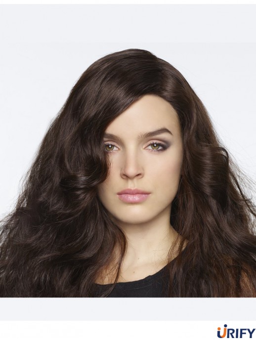 18  inchCurly ohne Pony Monofilament Brown Durable Long Perücken
