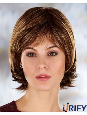 Brown Chin Länge gerade mit Pony 10 Zoll Durable Medium Perücken