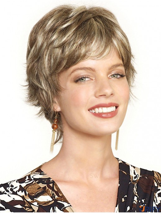 Unglaubliche Blonde Cropped Wavy Boycuts Lace Front Perücken