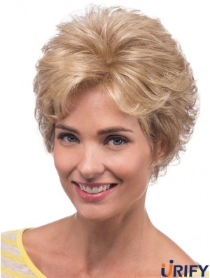 Erstaunliche blonde Kinnlänge geschichtete gewellte glueless Lace Front Perücken
