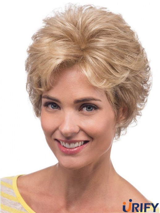 Erstaunliche blonde Kinnlänge geschichtete gewellte glueless Lace Front Perücken