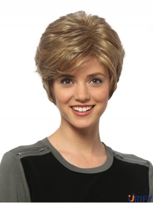 Schlanke 8  inchgewellte blonde blonde Boycuts kurze Perücken