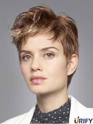 Weiche 4  inchgewellte blonde blonde Boycuts kurze Perücken
