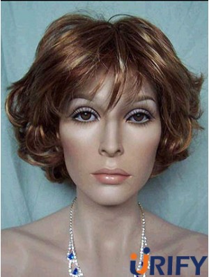 Beste Brown Short Wavy mit Pony Lace Front Perücken