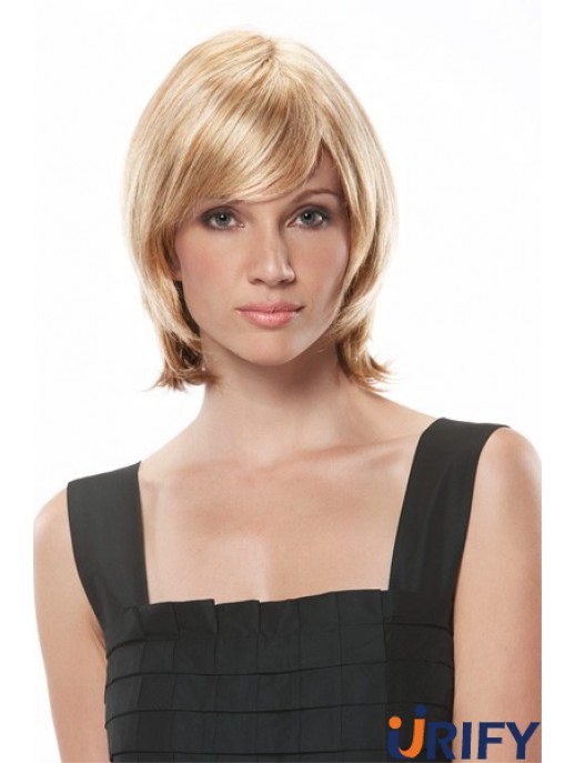Kinnlänge gerade Monofilament Blond Modische Bob Perücken