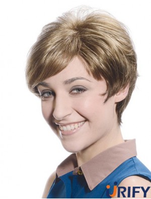 Soft Brown Short Boycuts Straight Glueless Lace Front Perücken