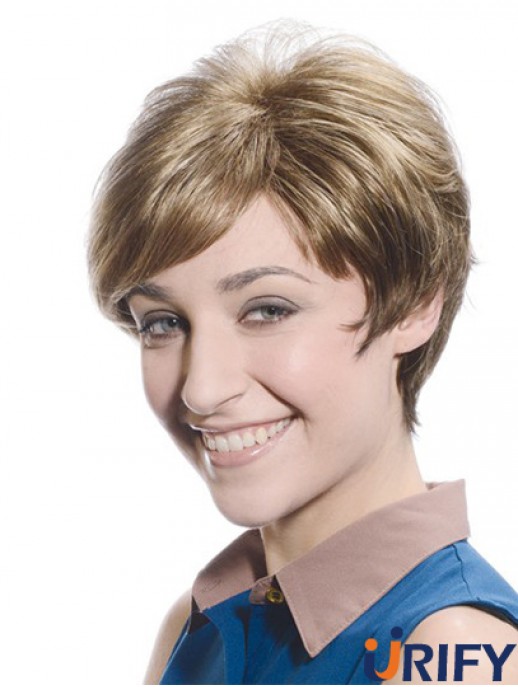 Soft Brown Short Boycuts Straight Glueless Lace Front Perücken