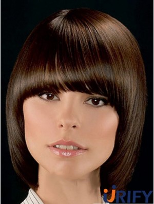 Top Brown Kinn Länge Straight Bobs Lace Front Perücken