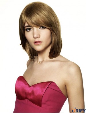 Kinnlänge Bobs Straight Auburn Unglaubliche synthetische Perücken
