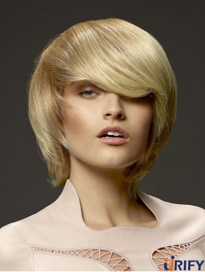 No-Fuss 8  inchStraight Blonde Mit Pony Kurze Perücken