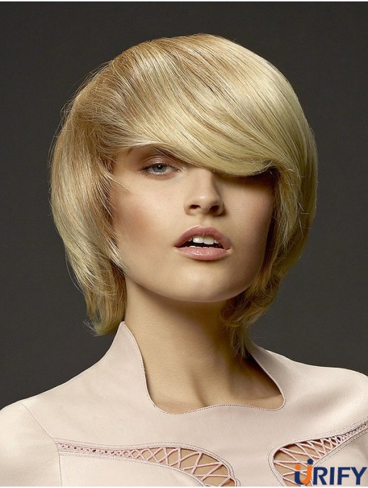 No-Fuss 8  inchStraight Blonde Mit Pony Kurze Perücken