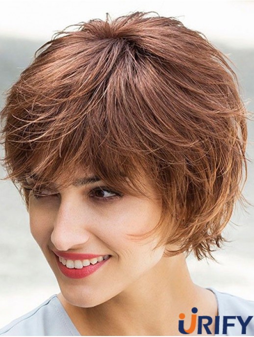 Flexibilität Braun Kinn Länge geschichtet Gerade Glueless Lace Front Perücken