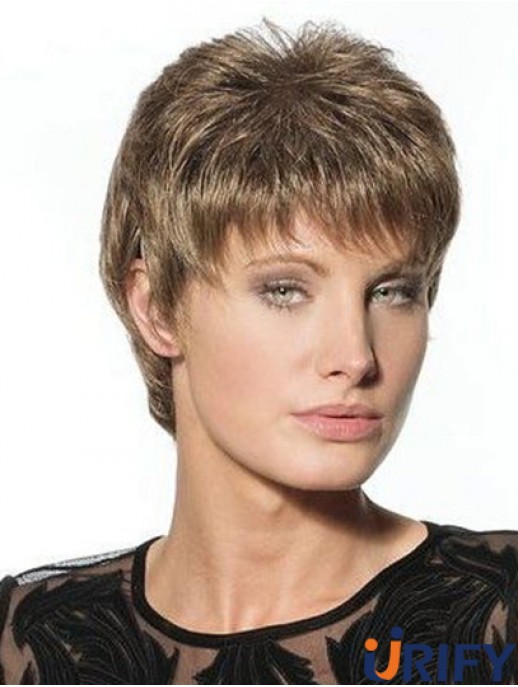 Geeignete Brown Cropped Boycuts Straight Glueless Lace Front Perücken