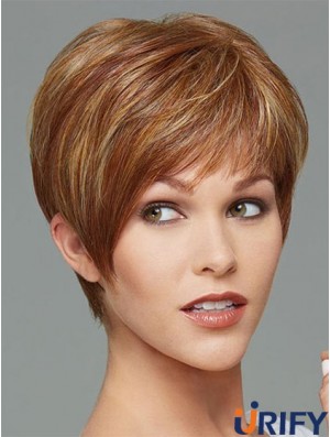 Cropped Boycuts Straight Brown Stilvolle synthetische Perücken