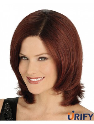 Praktische Auburn Kinn Länge gerade ohne Pony Spitze Front Perücken