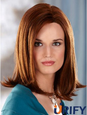 Schulterlänge ohne Pony Straight Auburn Great Synthetic Perücken