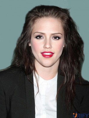 Geeignete braune schulterlange gewellte 20 Zoll ohne Pony Kristen Stewart Lace Perücken
