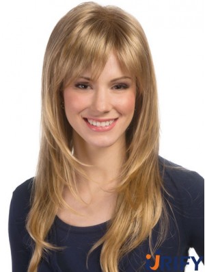 Wellenförmige geschichtete lange blonde Top Lace Front Perücken