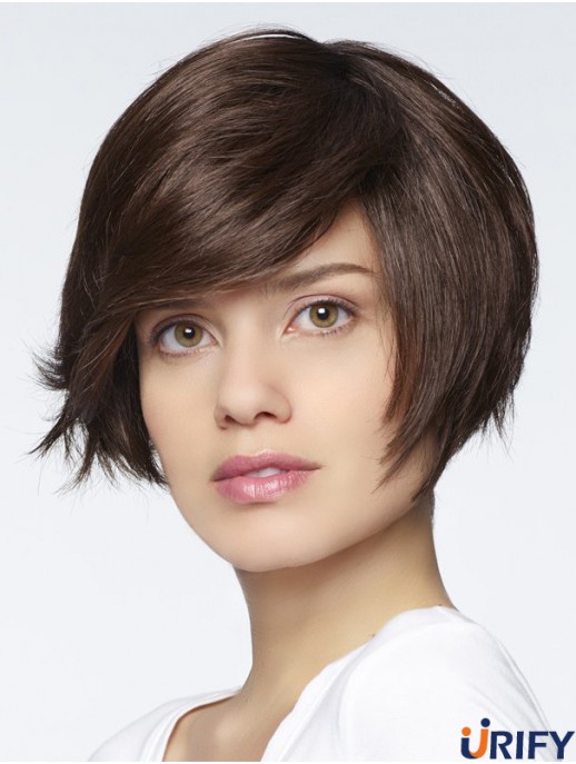 Gerade kurze Auburn 6  inchMonofilament Style Bob Perücken