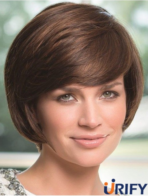 Wellige Kinnlänge Braun 8 Zoll Lace Front Perfect Bob Perücken