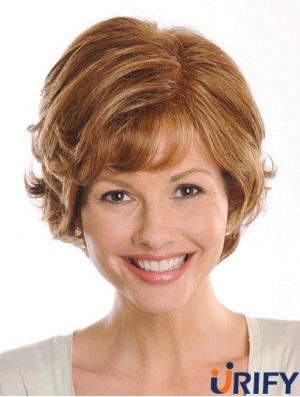 Brown Chin Length Wavy Layered 9 Zoll Exquisite Medium Perücken