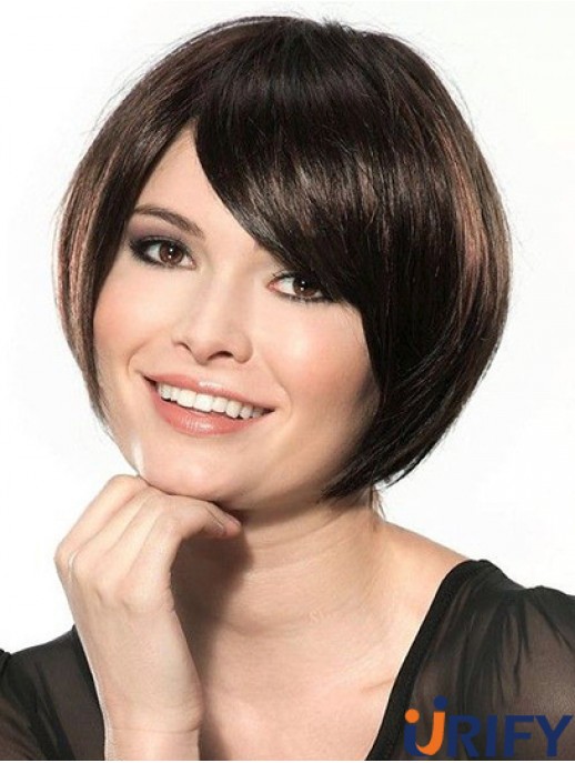Gerade Kinnlänge Schwarz 10 Zoll Lace Front Great Bob Perücken