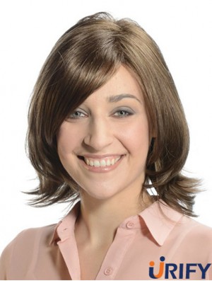 Neue braune Kinnlänge geschichtete gewellte glueless Lace Front Perücken