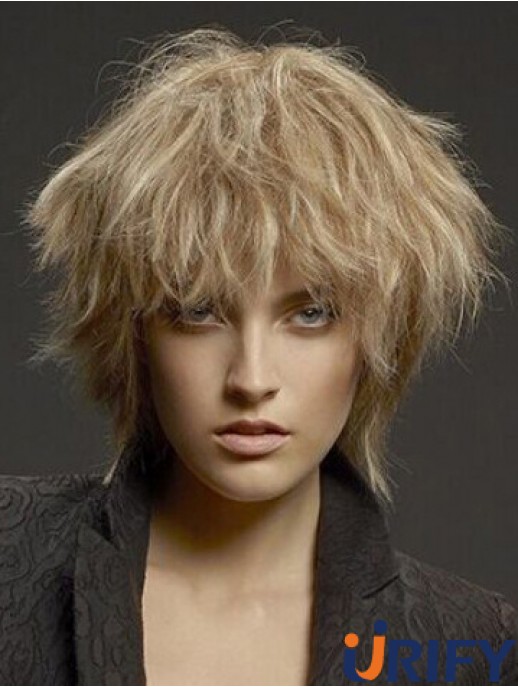 Blonde Kinnlänge Gerade geschichtet 8  inchDurable Medium Perücken