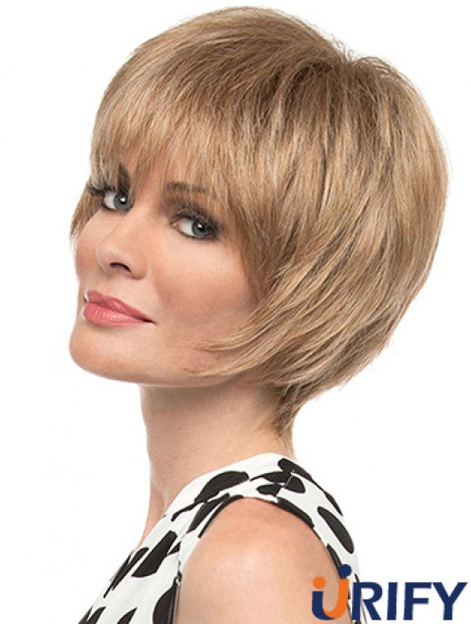 Mode 8  inchStraight Blonde Mit Pony Kurze Perücken