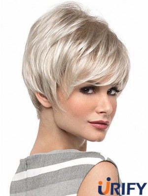 Beliebte 8  inchStraight Blonde Mit Pony Kurze Perücken