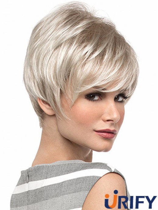 Beliebte 8  inchStraight Blonde Mit Pony Kurze Perücken