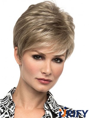 Erschwingliche 6  inchStraight Blonde Boycuts Short Perücken