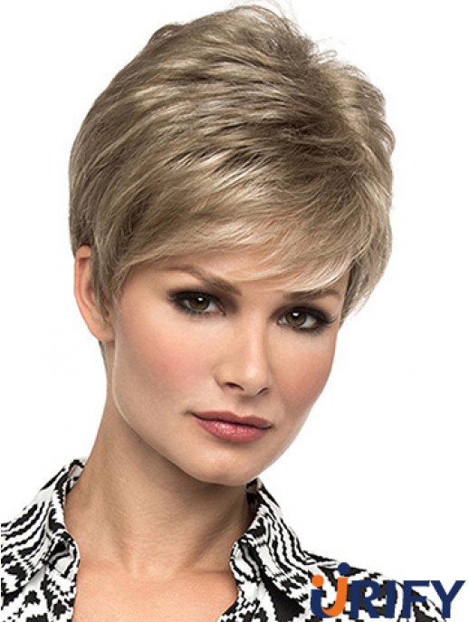 Erschwingliche 6  inchStraight Blonde Boycuts Short Perücken