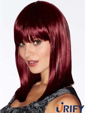 Mit Pony Red Straight Schulterlänge 14  inchFlexibility Medium Perücken